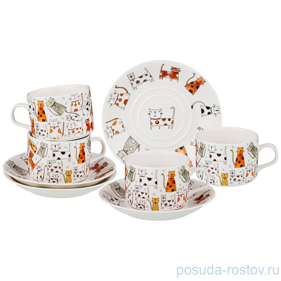 Набор кофейных пар 170 мл 4 шт "Кошки" / 220534