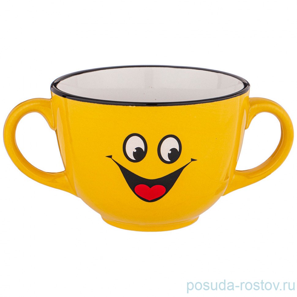 Бульонница 400 мл с ручками 11 х 7 см "Веселый смайлик" / 235728 Бульонница 400 мл с ручками 11 х 7 см "Веселый смайлик" / 235728