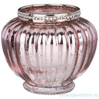 Подсвечник 9,5 х 9,5 х 8 см &quot;анкара&quot; с металлическими элементами розовый / 272882