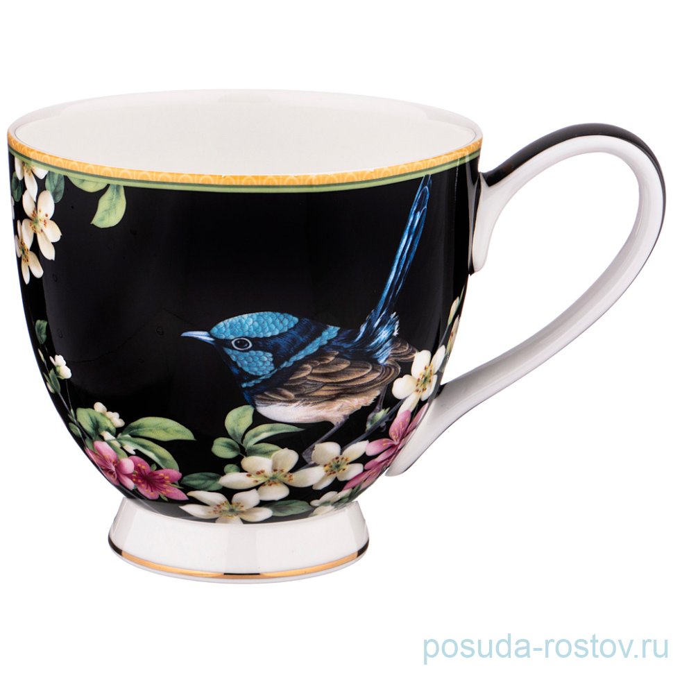 Кружка 500 мл чёрная "Цветущий сад" / 209315