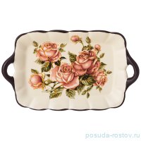 Блюдо 23,5 х 14 х 2,5 см прямоугольное с ручками &quot;корейская роза&quot; / 234834