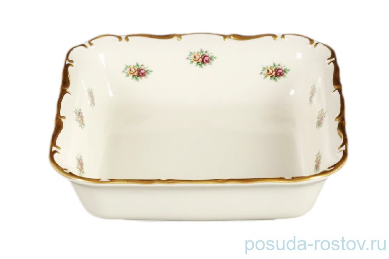 Салатник 16 см квадратный  Bohemia Porcelan Moritz Zdekauer 1810 s.r.o. "Анжелика /Маленькие розочки" / 027606