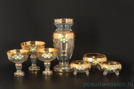 Набор конфетниц с вазой для цветов 7 предметов (6х13 см + 1х16 см) &quot;Star Crystal /Лепка&quot; / 105401