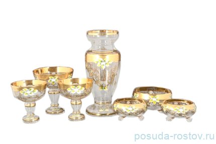 Набор конфетниц с вазой для цветов 7 предметов (6х13 см + 1х16 см) &quot;Star Crystal /Лепка&quot; / 105401