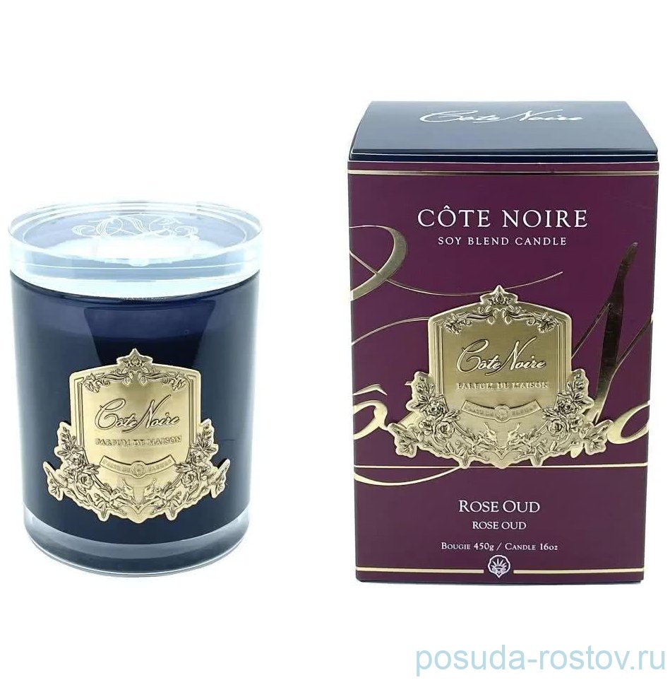 Свеча 185 г черный стаканчик "Rose oud" / 342253