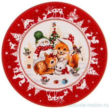 Тарелка 19 см красная &quot;С Новым годом! /Ёлка&quot; / 268584