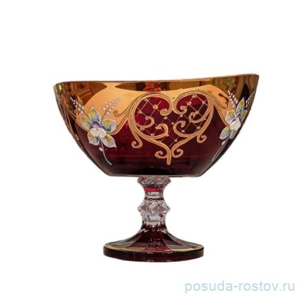 Конфетница 21 см н/н &quot;Лепка красная&quot; AS Crystal / 313116