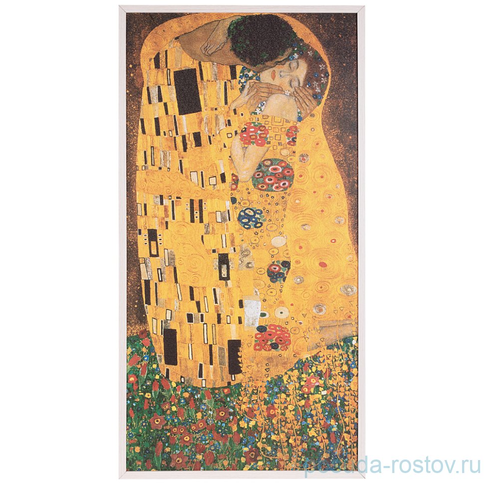 Панно 50 х 100 см "Поцелуй /Г. Климт" /рамка белая / 262089