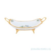 Ваза для фруктов 43 х 21 см овальная н/н с ручками &quot;Белый цветок&quot; / 281486