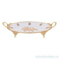 Блюдо 46 х 24 см овальное н/н с ручками &quot;Роза&quot; / 333586