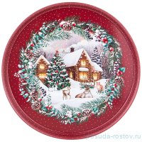 Поднос 33 х 2,1 см круглый сервировочный &quot;Новый год&quot; / 255450