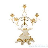 Подсвечник 3 рожковый 45 см &quot;Чевик /Белая роза&quot; / 156440