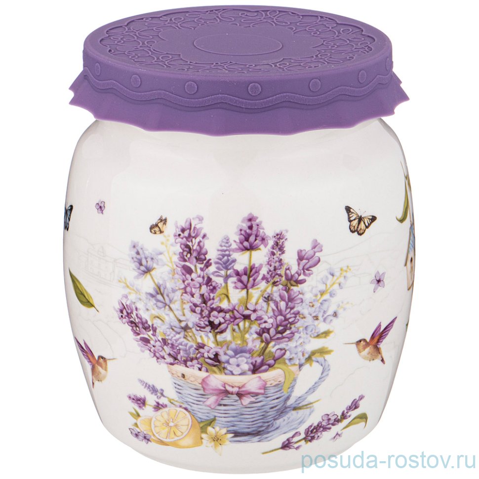 Банка для меда/варенья 1 л с силиконовой крышкой "лаванда" / 235787