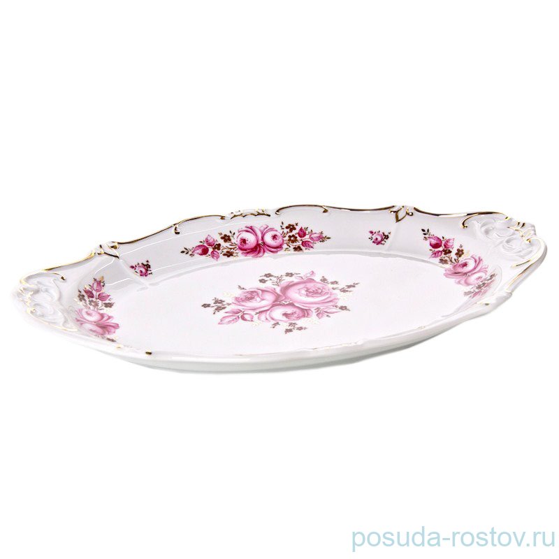 Блюдо 32 см овальное "Роза /Золото" / 015860