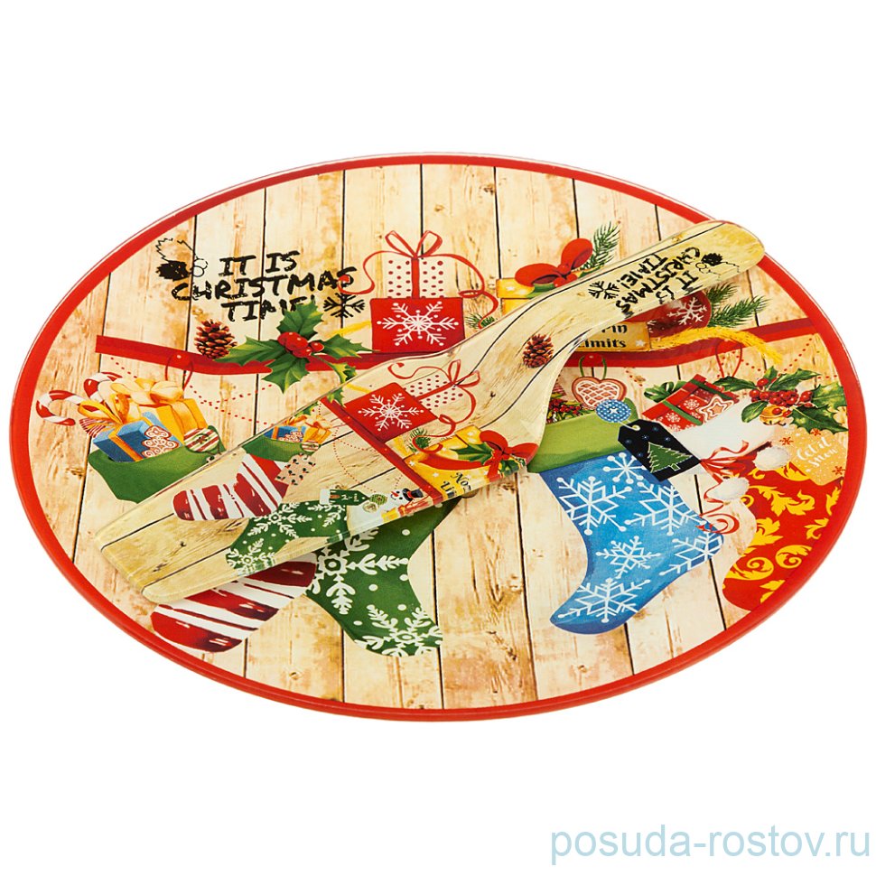 Тарелка для торта 28 см с лопаткой "Рождественская сказка" / 268432