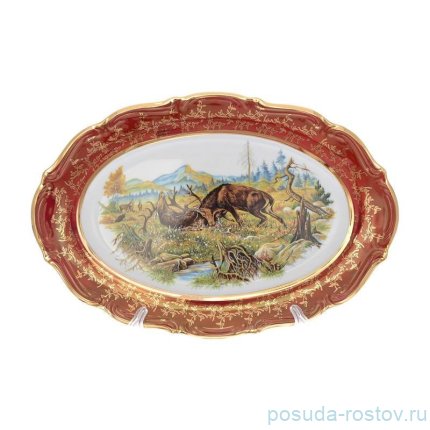 Блюдо 33 см овальное &quot;Мария-Тереза /Охота красная&quot; S-P / 341920