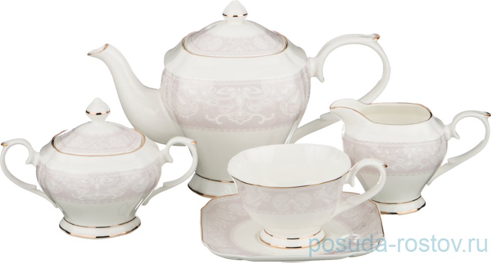 Чайный сервиз на 6 персон 15 предметов "Пинк Квадро" / 189182