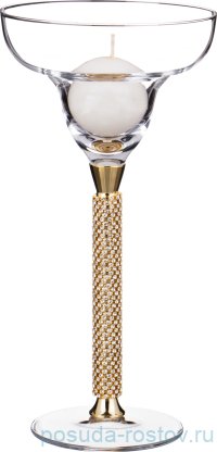 Подсвечник 12 х 26 см &quot;Natalya /Стразы /Золото&quot; / 170393