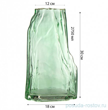 Ваза для цветов 18 х 12 х 30 см зелёная / 310629