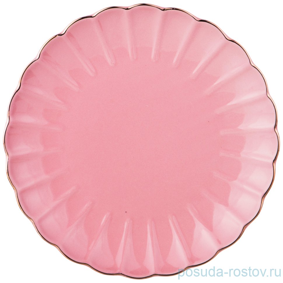Тарелка 21 см 1 шт "розовый /золото" / 257612