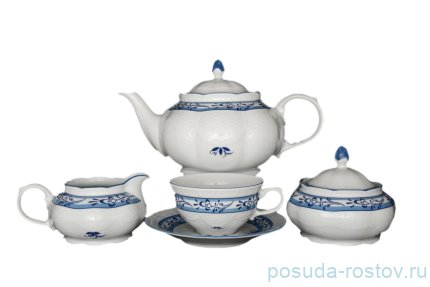 Чайный сервиз на 6 персон 15 предметов &quot;Николь /Гжель&quot; / 036150