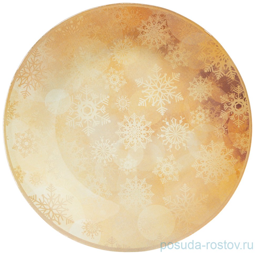 Тарелка 25 см жёлтая "Новогодний калейдоскоп /Снежинки" / 268462