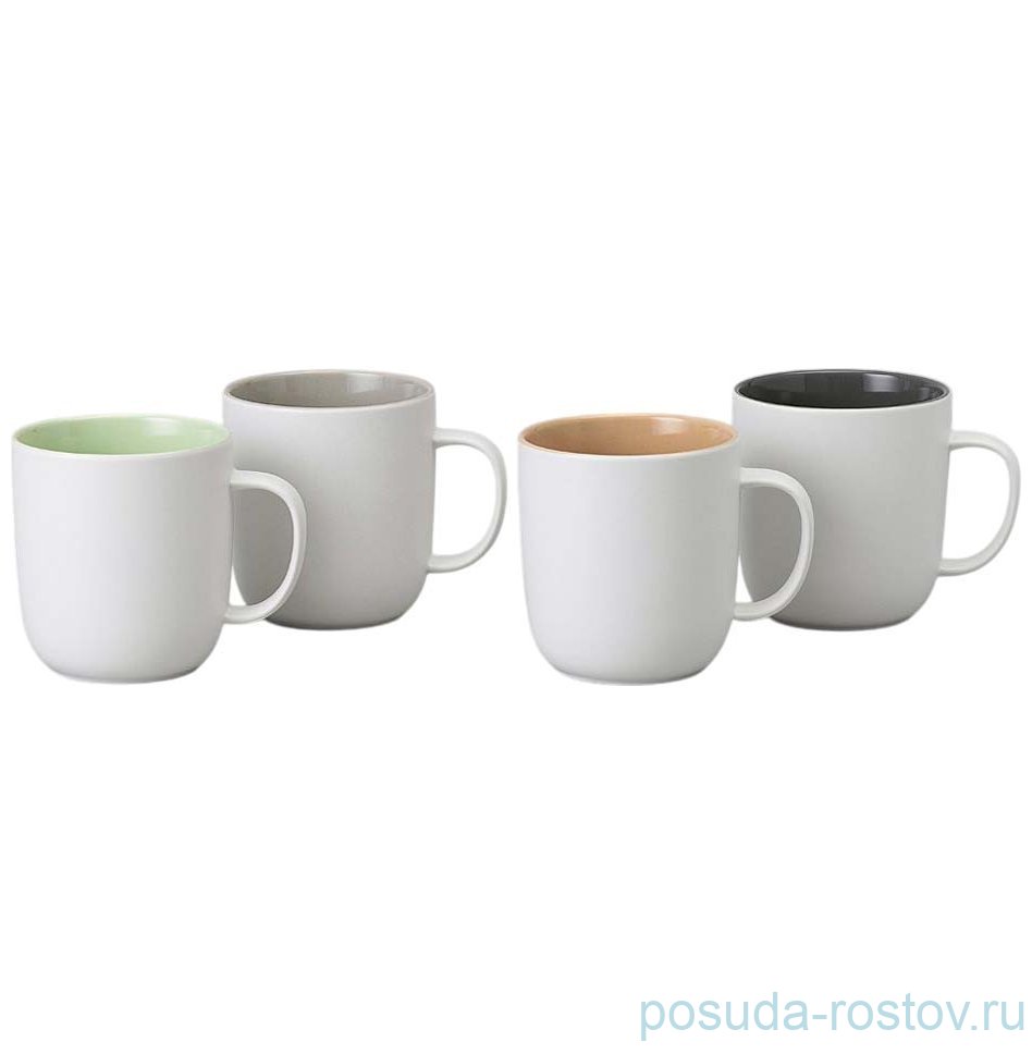 Набор кружек 400 мл 4 шт белые "Velour /микс" / 378241