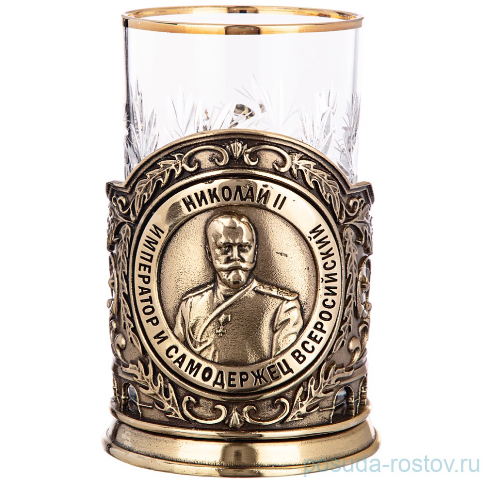 Стакан для чая 250 мл с подстаканником "николай ii" / 268930 Стакан для чая 250 мл с подстаканником "николай ii" / 268930