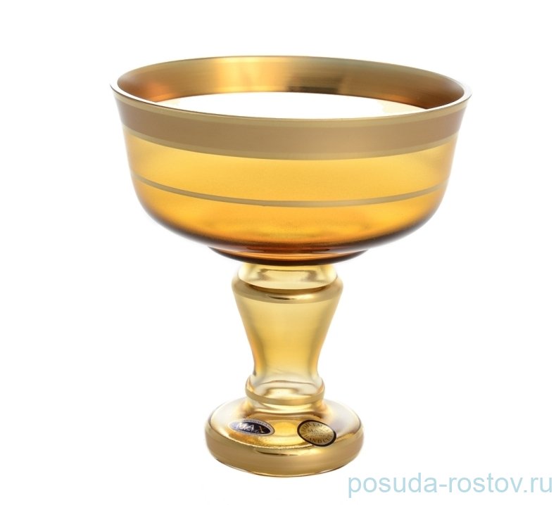 Конфетница 13 см н/н янтарная "Матовая полоса /золото" SC / 132524