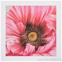 Постер 50 х 50 см &quot;Мак&quot; /рамка белая с текстурой / 270181