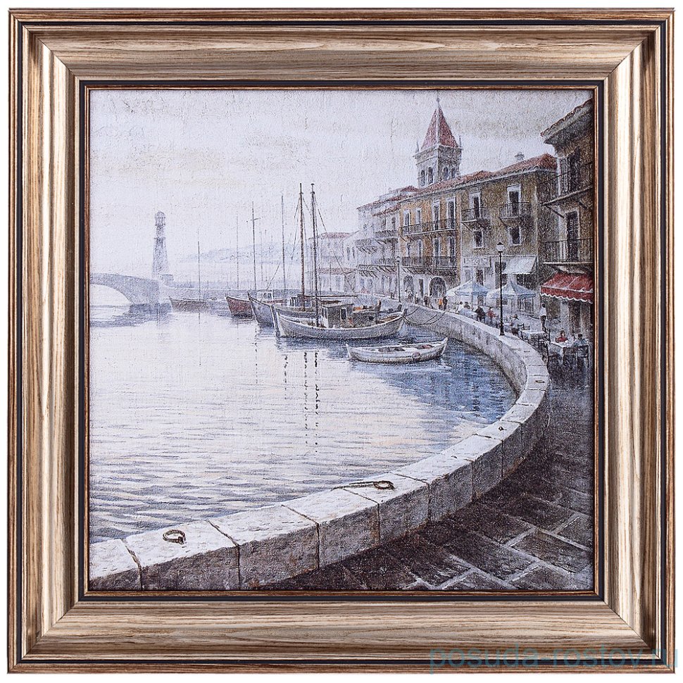 Картина 30 х 30 см "набережная" /рамка серебристо-золотая / 262077