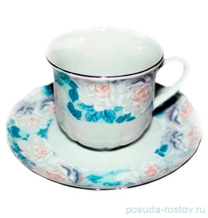 Кофейная пара 155 мл 1 шт &quot;Роза /Голубая роза /платина&quot; / 245456
