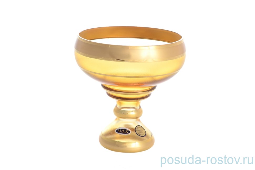 Конфетница 13 см н/н янтарная "Матовая полоса /золото" SC / 132525