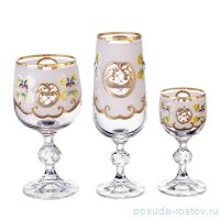 Набор бокалов 18 предметов (50, 190, 180 мл) &quot;Клаудия /Лепка белая&quot; AS Crystal / 210277