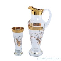 Набор для воды 7 предметов (кувшин + 6 стаканов) &quot;Иксовка /Крапник золото&quot; / 100970