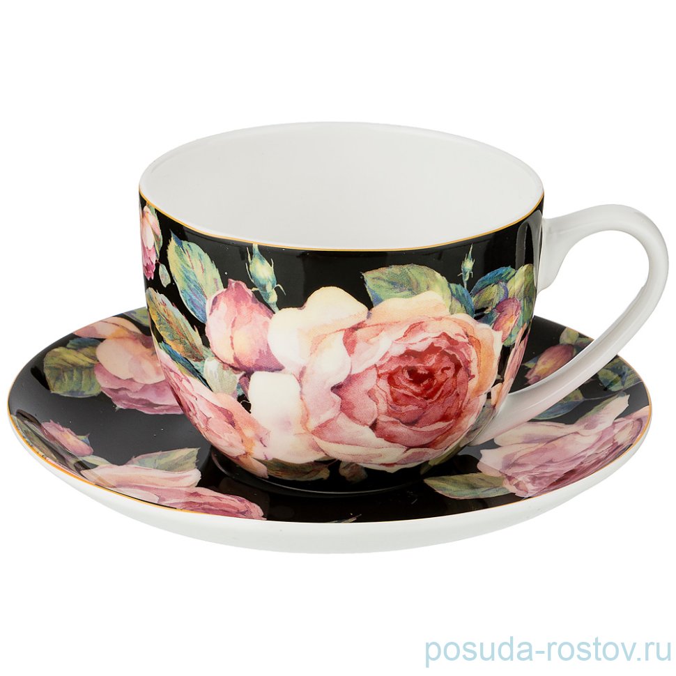 Чайная пара 350 мл 1 шт чёрная "Винтаж" / 211129
