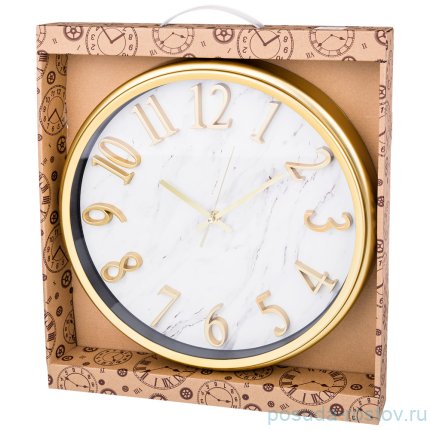 Часы настенные 36 см кварцевые белый мрамор &quot;LOVELY HOME&quot; / 187955