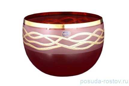 Ваза для фруктов/конфет 20 см красная &quot;Золотые волны&quot; / 087783