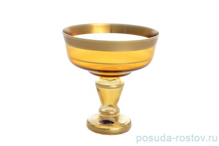 Конфетница 16 см н/н янтарная &quot;Матовая полоса /золото&quot; SC / 132526