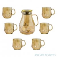 Набор для чая 7 предметов (кувшин-заварник 1,9 л + 6 кружек по 350 мл) золото (подарочная упаковка) / 357333