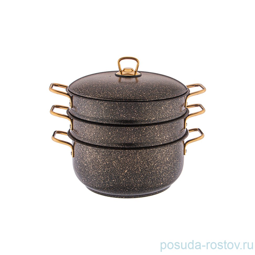Кастрюля-мантоварка 3-х уровневая 24 см "agness /черное золото" / 230704 Кастрюля-мантоварка 3-х уровневая 24 см "agness /черное золото" / 230704