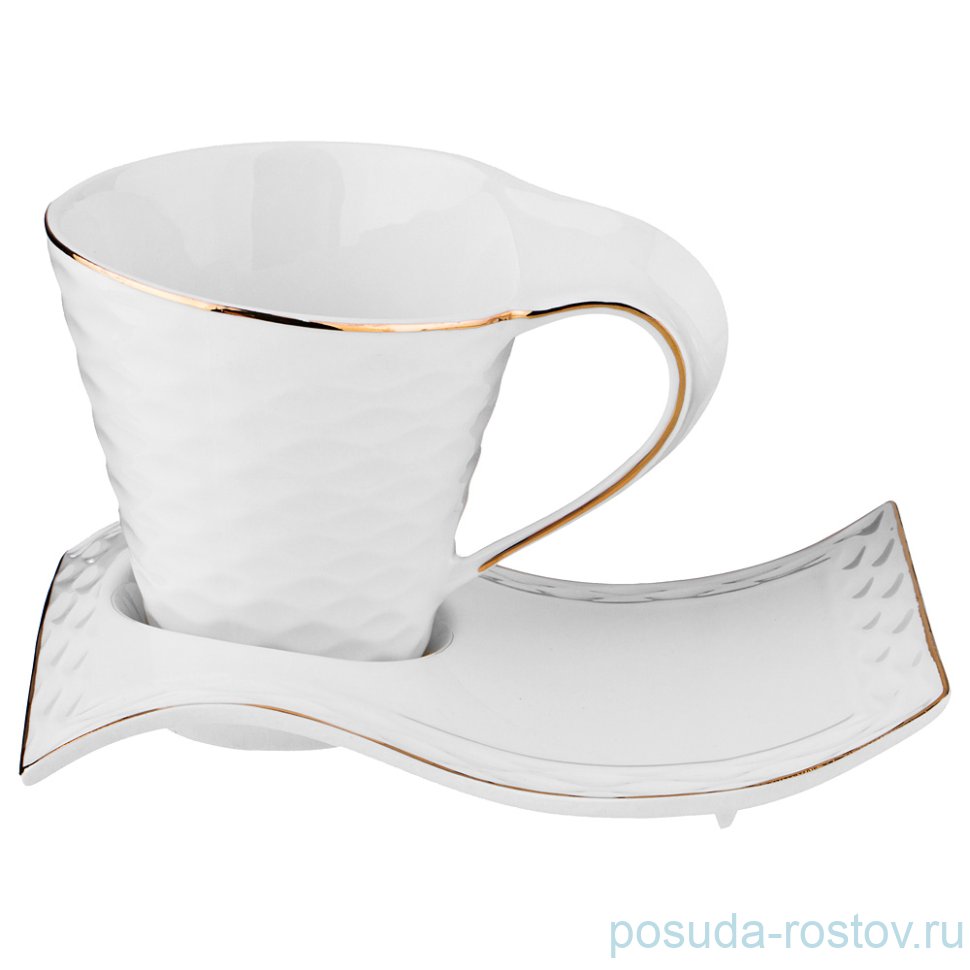 Чайная пара 220 мл 1 шт "с золотой отводкой" / 213542