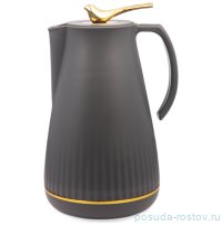 Термос 950 мл со стеклянной колбой крышка с клапаном серый Agness / 380079