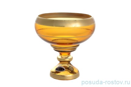 Конфетница 16 см н/н янтарная &quot;Матовая полоса /золото&quot; SC / 132527