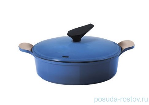 Жаровня 24 см с крышкой "Фрайбест /Azure" синяя / 078460 Жаровня 24 см с крышкой "Фрайбест /Azure" синяя / 078460