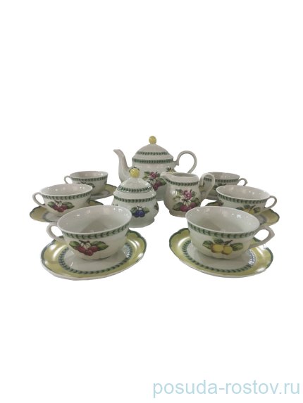 Чайный сервиз на 6 персон 15 предметов &quot;Роза /Фрукты /СК&quot; / 232302