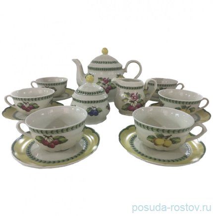 Чайный сервиз на 6 персон 15 предметов &quot;Роза /Фрукты /СК&quot; / 232302