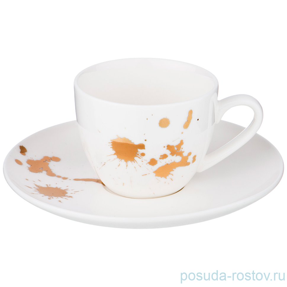 Кофейная пара 90 мл 1 шт "Motion /Золотой рисунок" / 198698