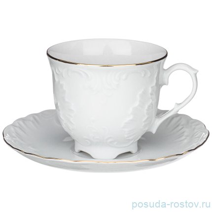 Кофейная пара 170 мл 1 шт &quot;Рококо /Отводка золото&quot; (блюдце 12,5 см) / 109939