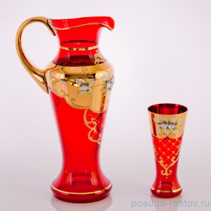 Набор для воды 7 предметов (кувшин 1,2 л + 6 стаканов) &quot;Лепка красная&quot; / 049525